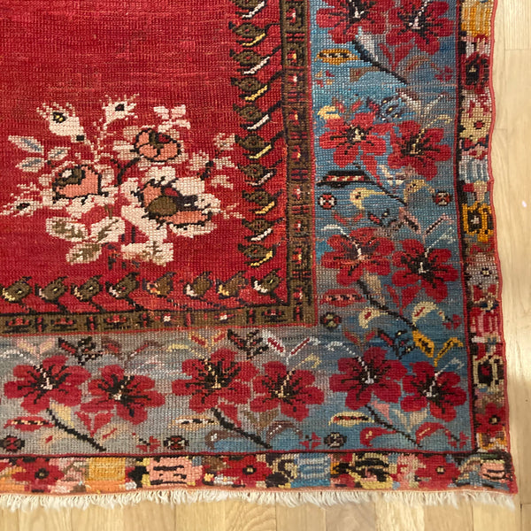 Antique Rug, 4' 2 x 7' 2 Red