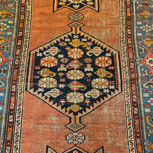 Antique Rug, 3' 10 x 6' 9 Red Orange