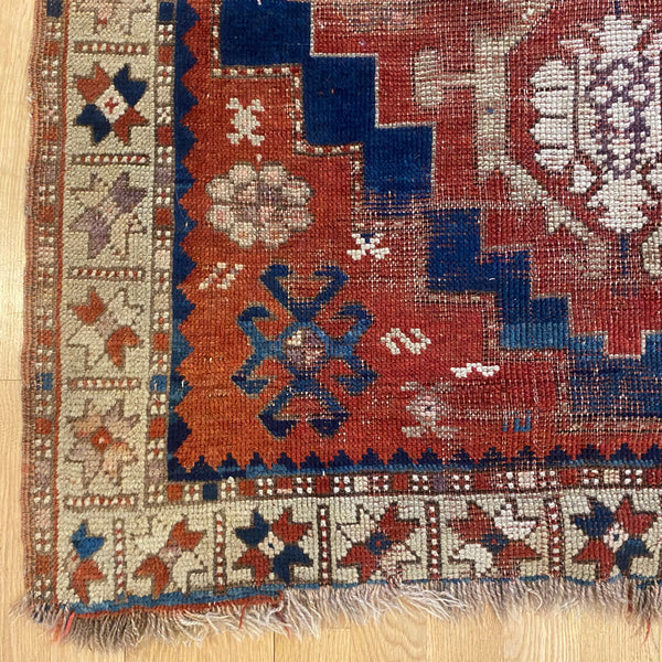 Antique Rug, 3' x 3' 2 Red