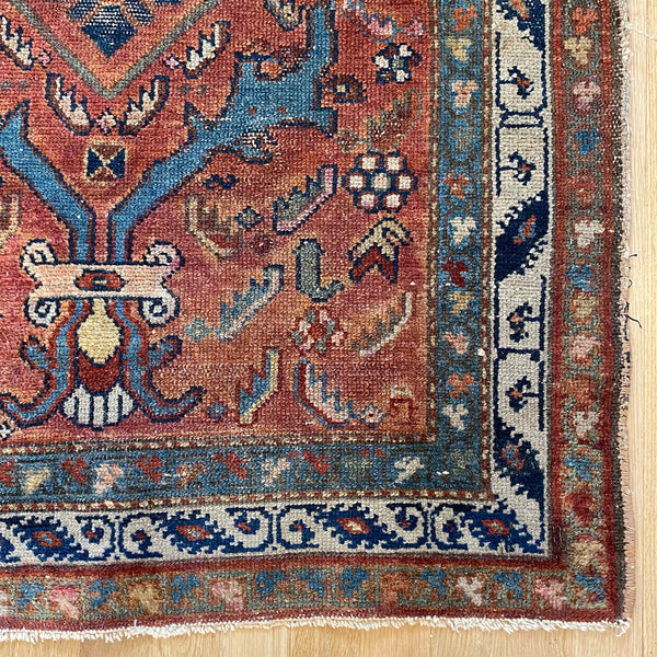 Antique Rug, 2' 11 x 5' 5 Dark Pink