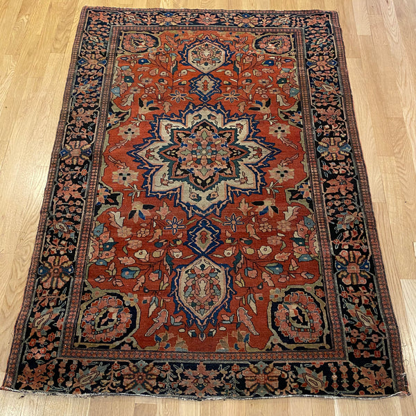 Antique Rug, 3' 6 x 4' 10 Red