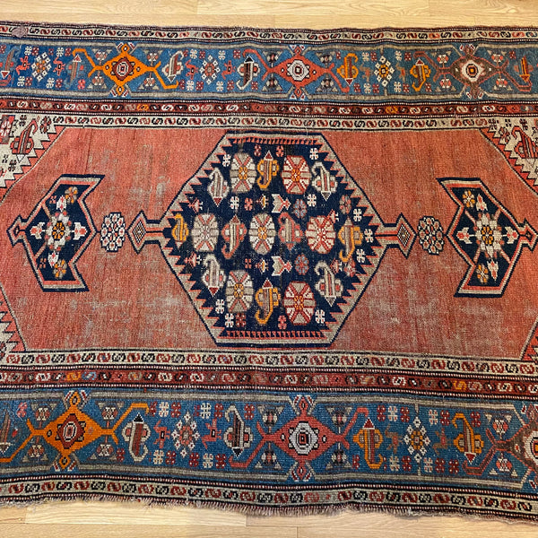 Antique Rug, 3' 10 x 6' 9 Red Orange