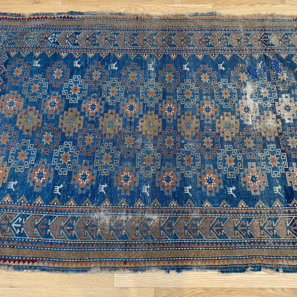 Antique Rug, 3' 6 x 5' 2 Blue