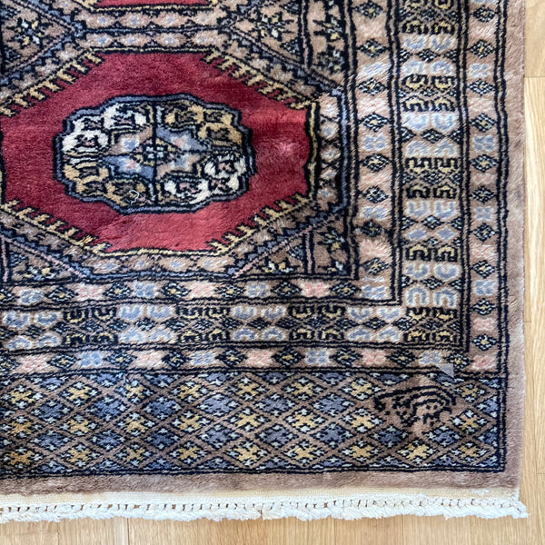 Vintage Rug, 3' x 5' 2 Red Bokhara