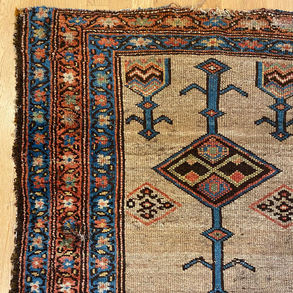 Antique Rug, 3' 4 x 6' 8 Dark Tan