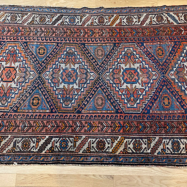 Antique Rug, 3' 5 x 5' 9 Blue
