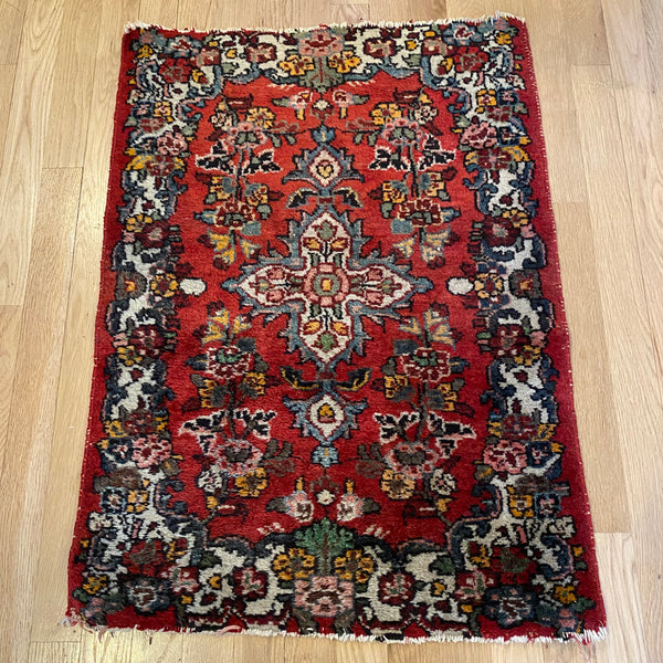 Vintage Rug, 2' x 2' 10 Red