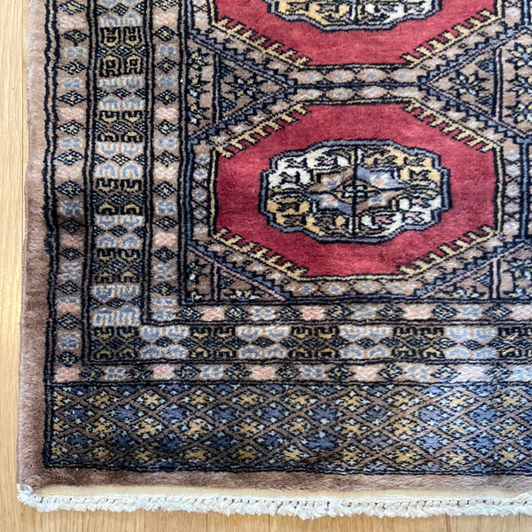 Vintage Rug, 3' x 5' 2 Red Bokhara