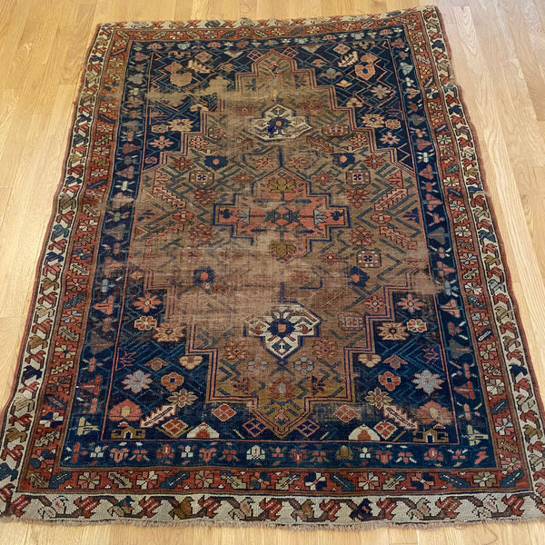 Antique Rug, 4' x 5' 5 Blue