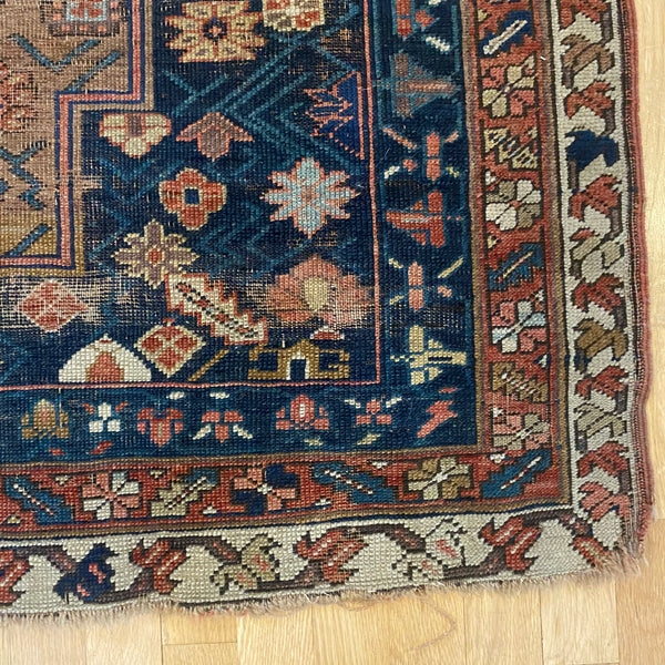 Antique Rug, 4' x 5' 5 Blue