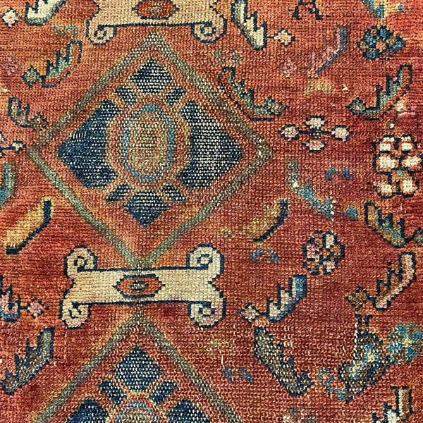 Antique Rug, 2' 11 x 5' 5 Dark Pink