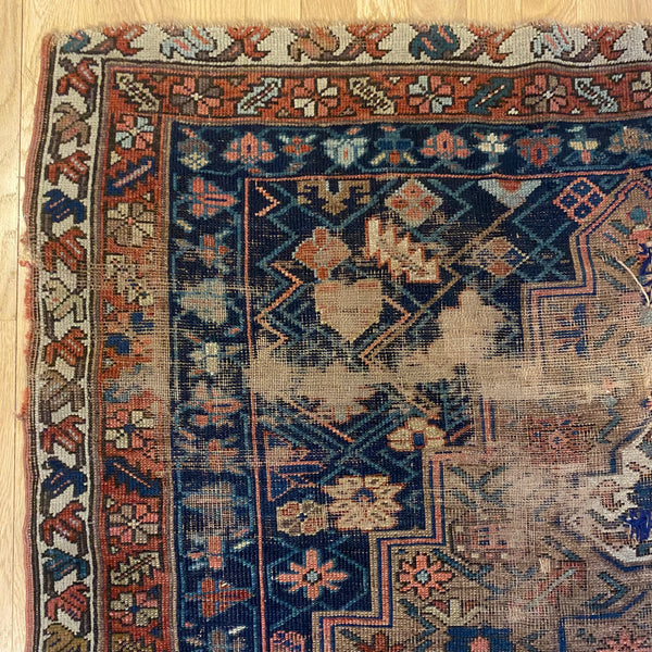 Antique Rug, 4' x 5' 5 Blue
