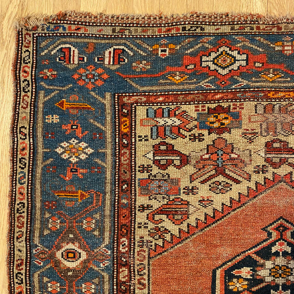 Antique Rug, 3' 10 x 6' 9 Red Orange