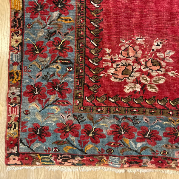 Antique Rug, 4' 2 x 7' 2 Red