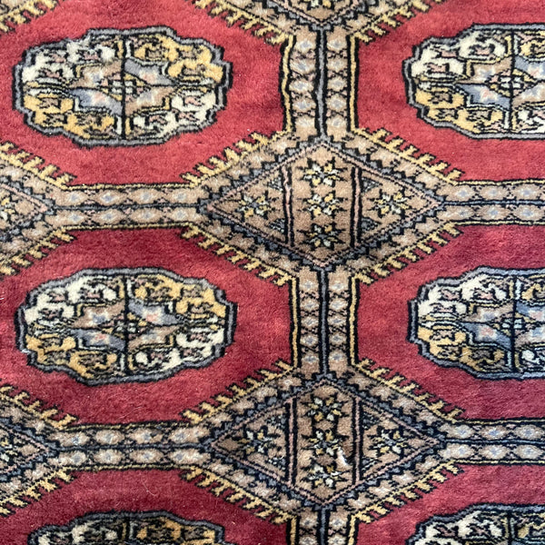 Vintage Rug, 3' x 5' 2 Red Bokhara