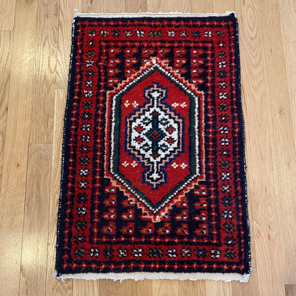 Vintage Rug, 1' 5 x 2' 1 Dark Blue Black