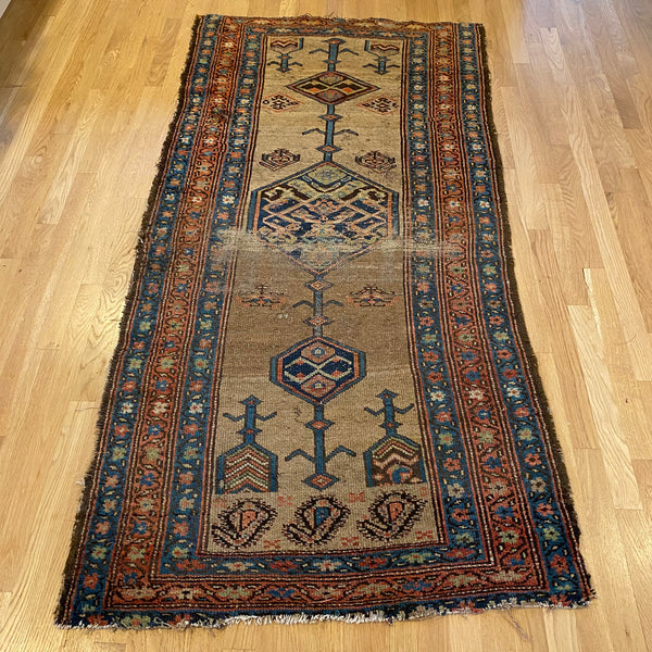 Antique Rug, 3' 4 x 6' 8 Dark Tan
