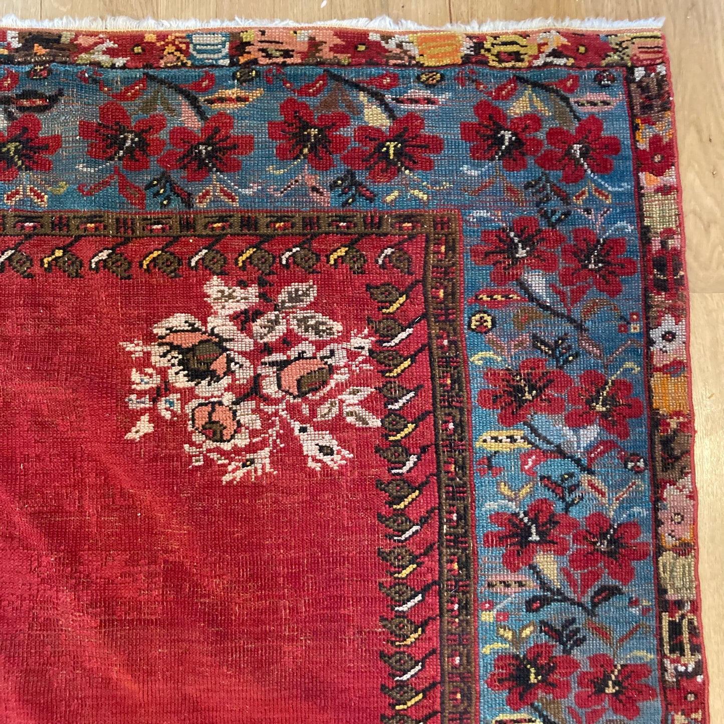 Antique Rug, 4' 2 x 7' 2 Red