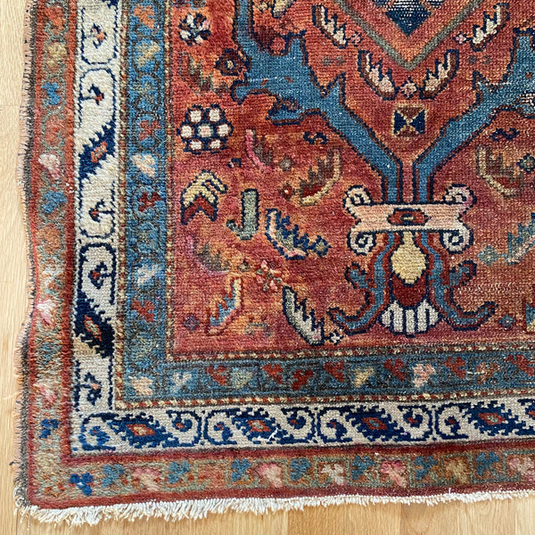 Antique Rug, 2' 11 x 5' 5 Dark Pink