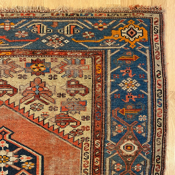 Antique Rug, 3' 10 x 6' 9 Red Orange