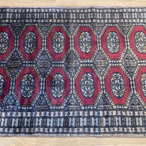 Vintage Rug, 3' x 5' 2 Red Bokhara