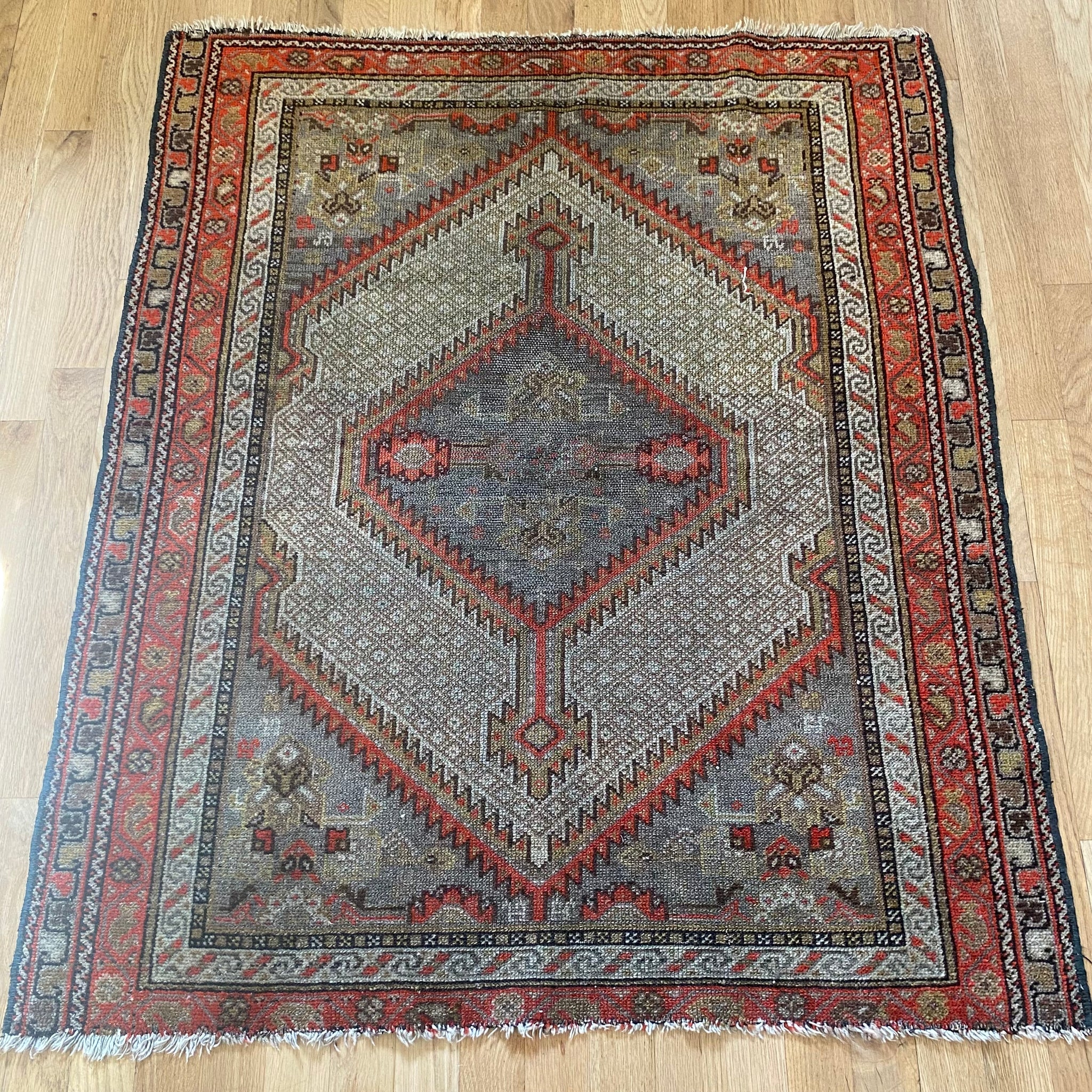 Vintage Rug, 3' 2 x 3' 10 Grey