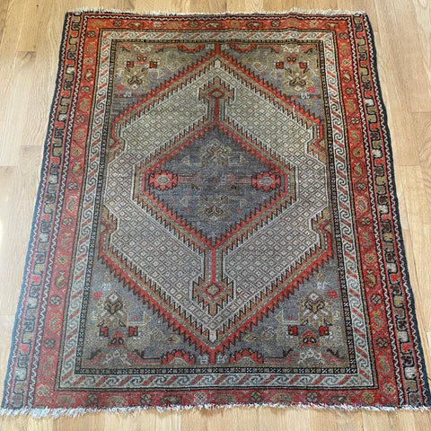 Vintage Rug, 3' 2 x 3' 10 Grey