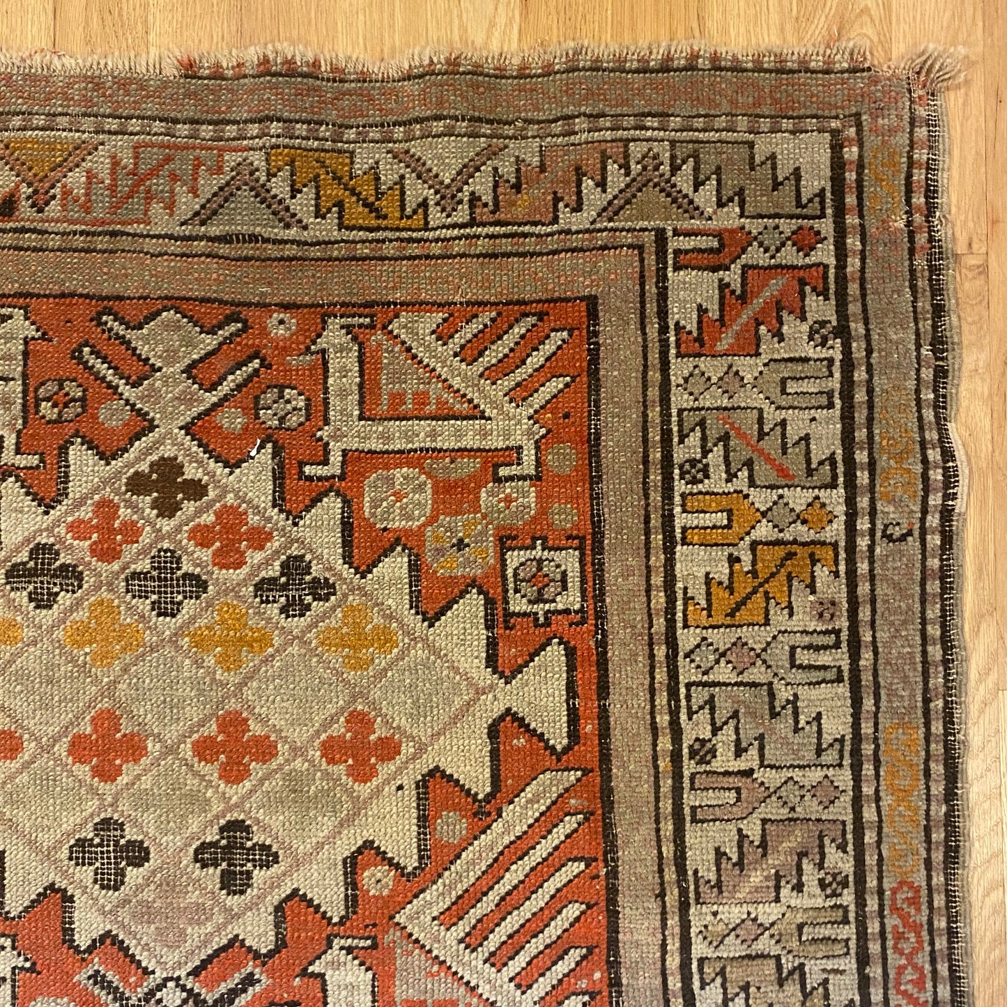 Antique Rug, 3' 4 x 5' 7 Red Orange