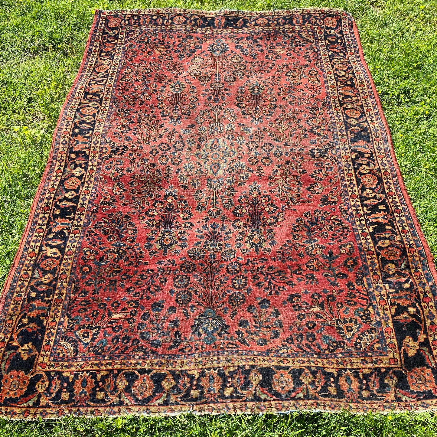 Vintage Rug, 4' 6 x 6' 7 Dark Pink
