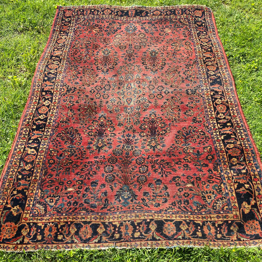 Vintage Rug, 4' 6 x 6' 7 Dark Pink