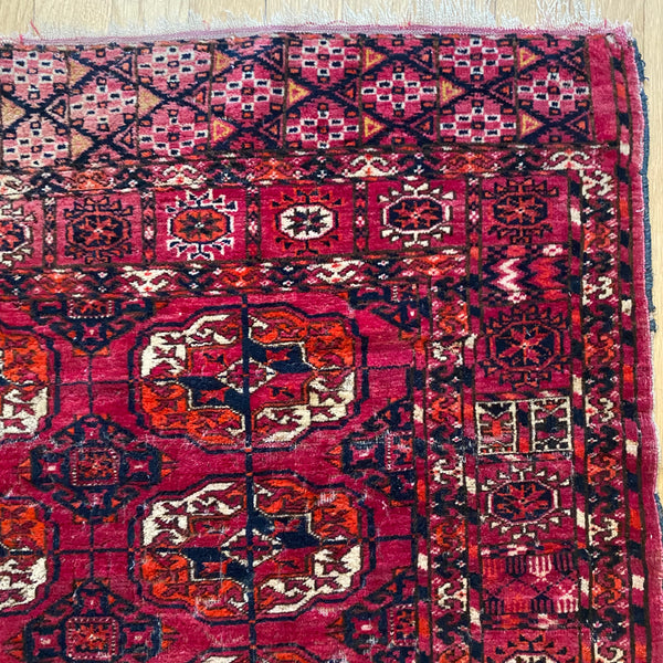 Antique Rug, 3' 5 x 4' 1 Pink Bokhara