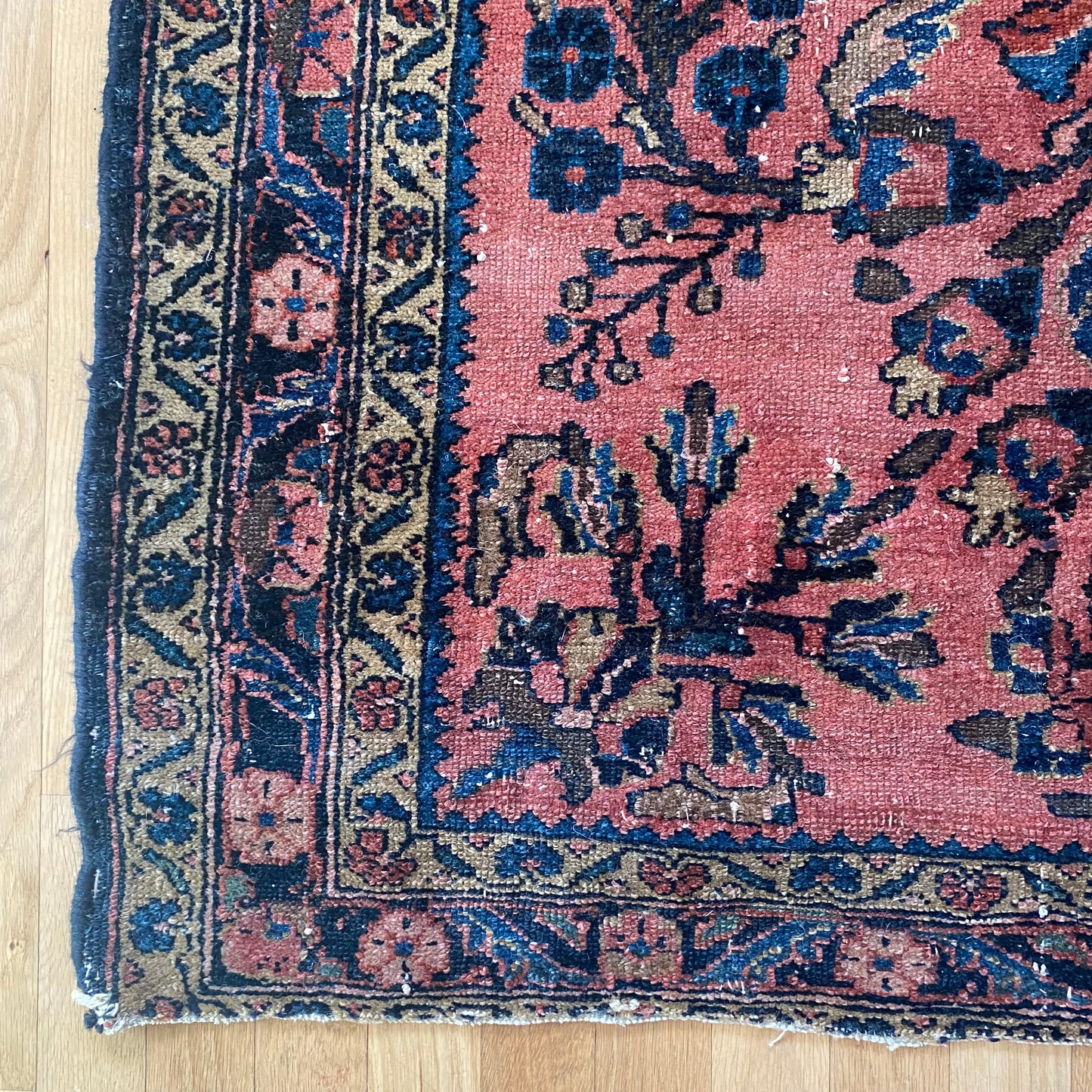 Persian Lilihan rug, 3' 6 x 4' 9 Vintage Dark Rose - Jessie's Oriental Rugs