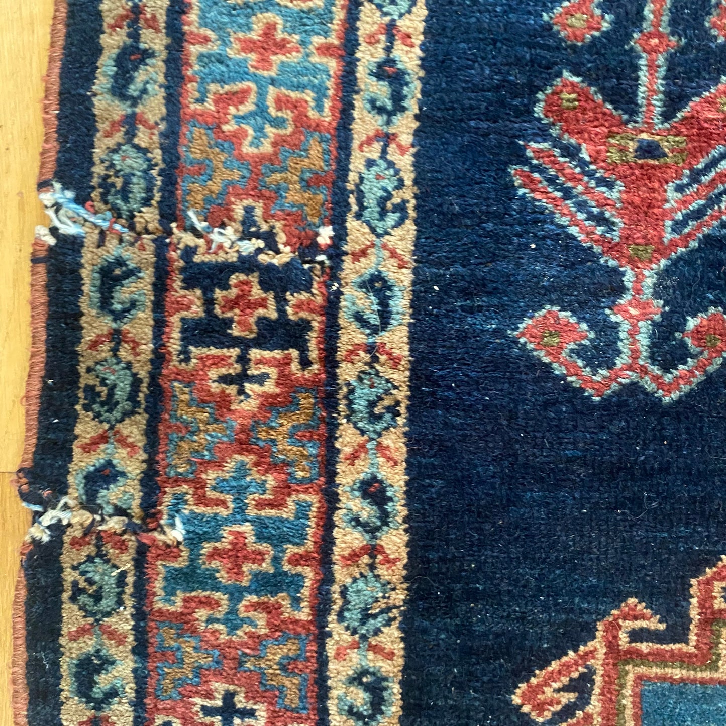 Vintage Rug, 3' x 4' 10 Blue