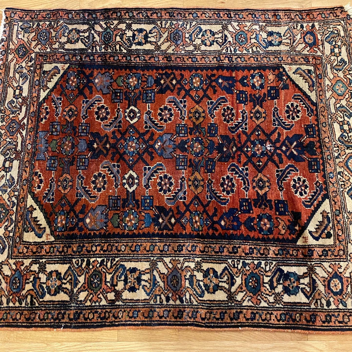 Persian Malayer, 3' 2 x 3' 9 Vintage Red Brown