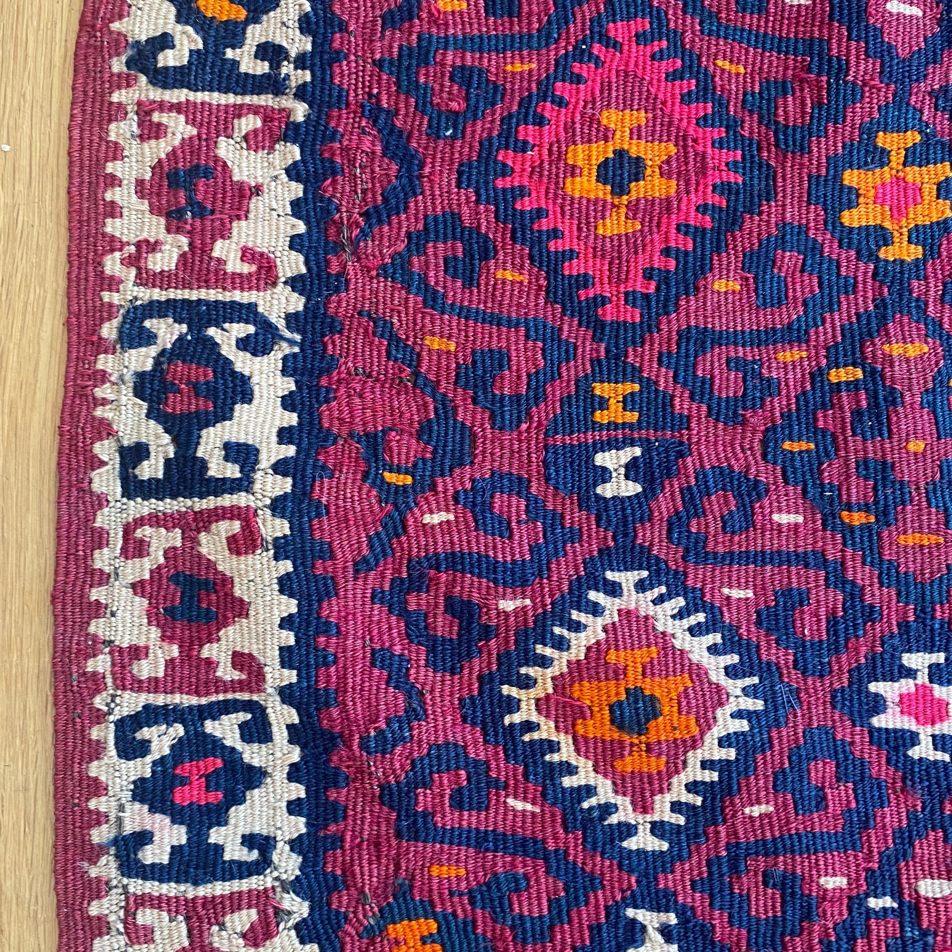 Turkish Kilim, 4' 9 x 8' 10 Vintage Magenta - Jessie's Oriental Rugs