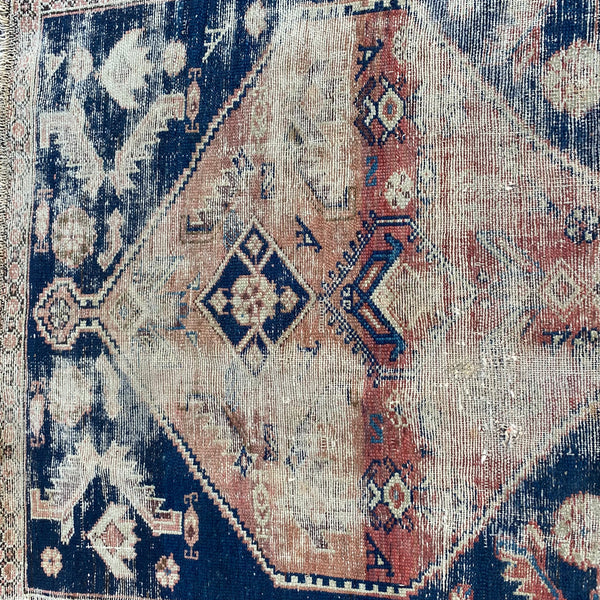 Antique Rug, 4' 1 x 4' 4 Blue