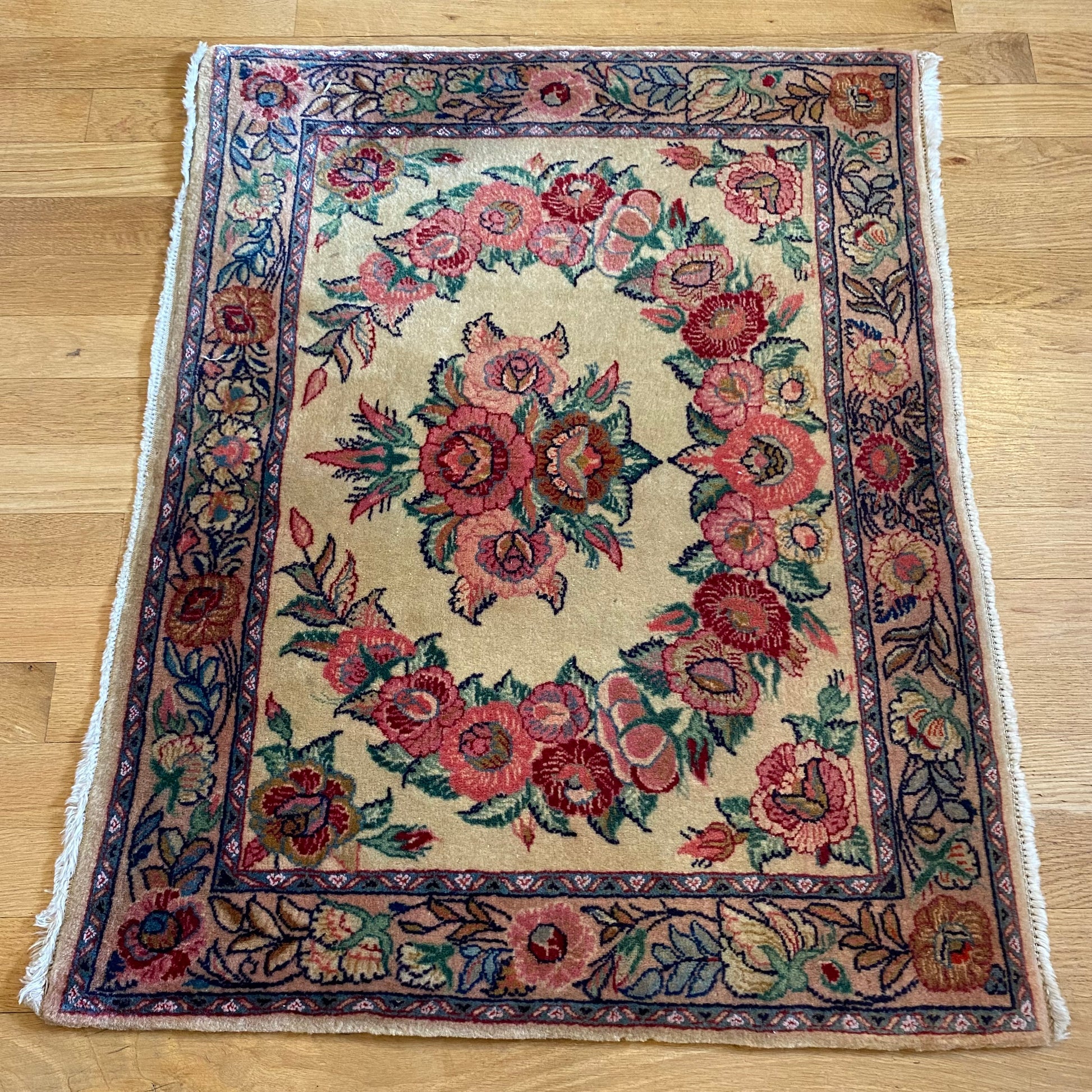 Persian Tabriz Rug, 2' 8 x 2' 2 Vintage Cream - Jessie's Oriental Rugs