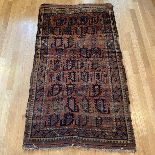 Antique Rug, 2' 10 x 5' 4 Brown