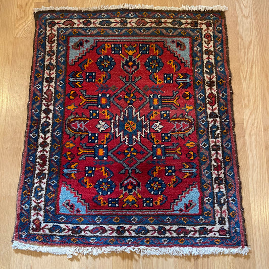 Vintage Rug, 2' 2 x 2' 7 Red