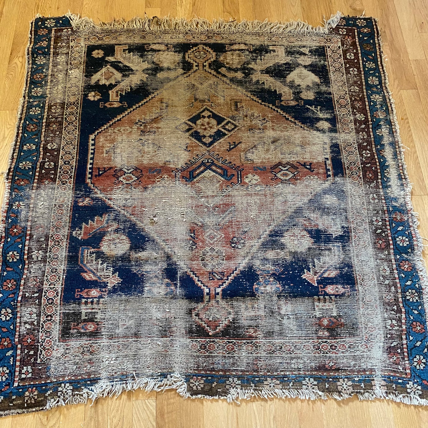 Antique Rug, 4' 1 x 4' 4 Blue