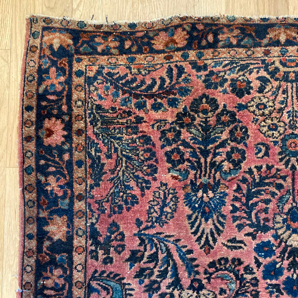 Vintage Rug, 3' 4 x 4' 9 Pink