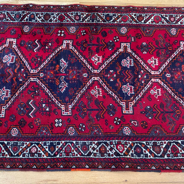Vintage Rug, 3' 5 x 9' 5 Red