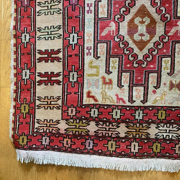 Vintage Rug, 3' 6 x 4' 10 White