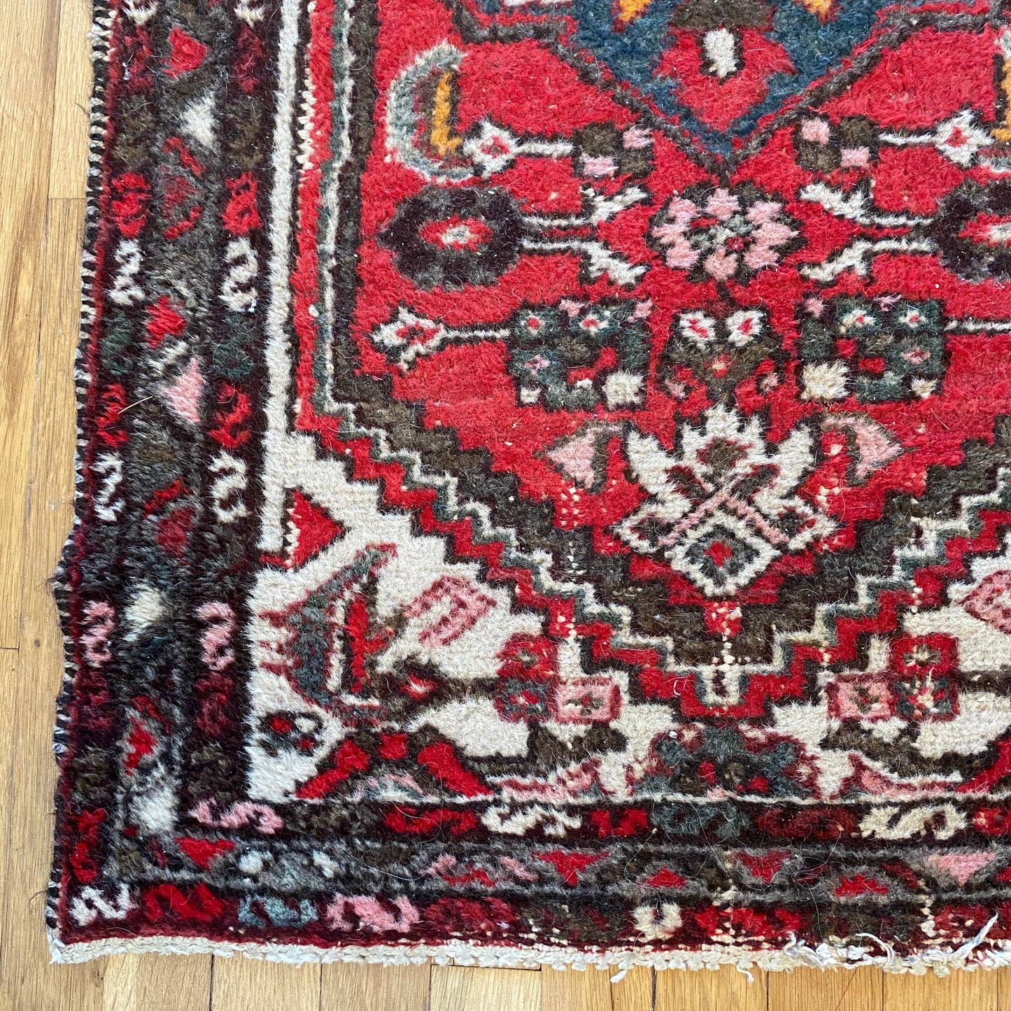 Persian Hamedan Rug, 2' 4 x 3' 11 Vintage White