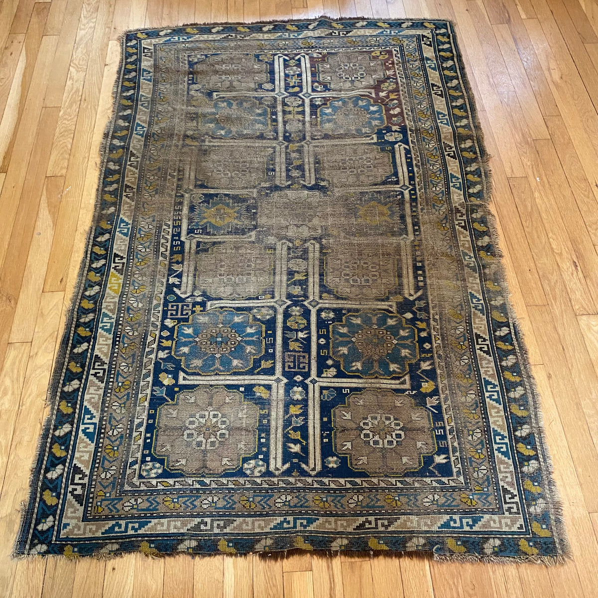 Antique Rug, 3' 9 x 5' 11 Blue Caucasian
