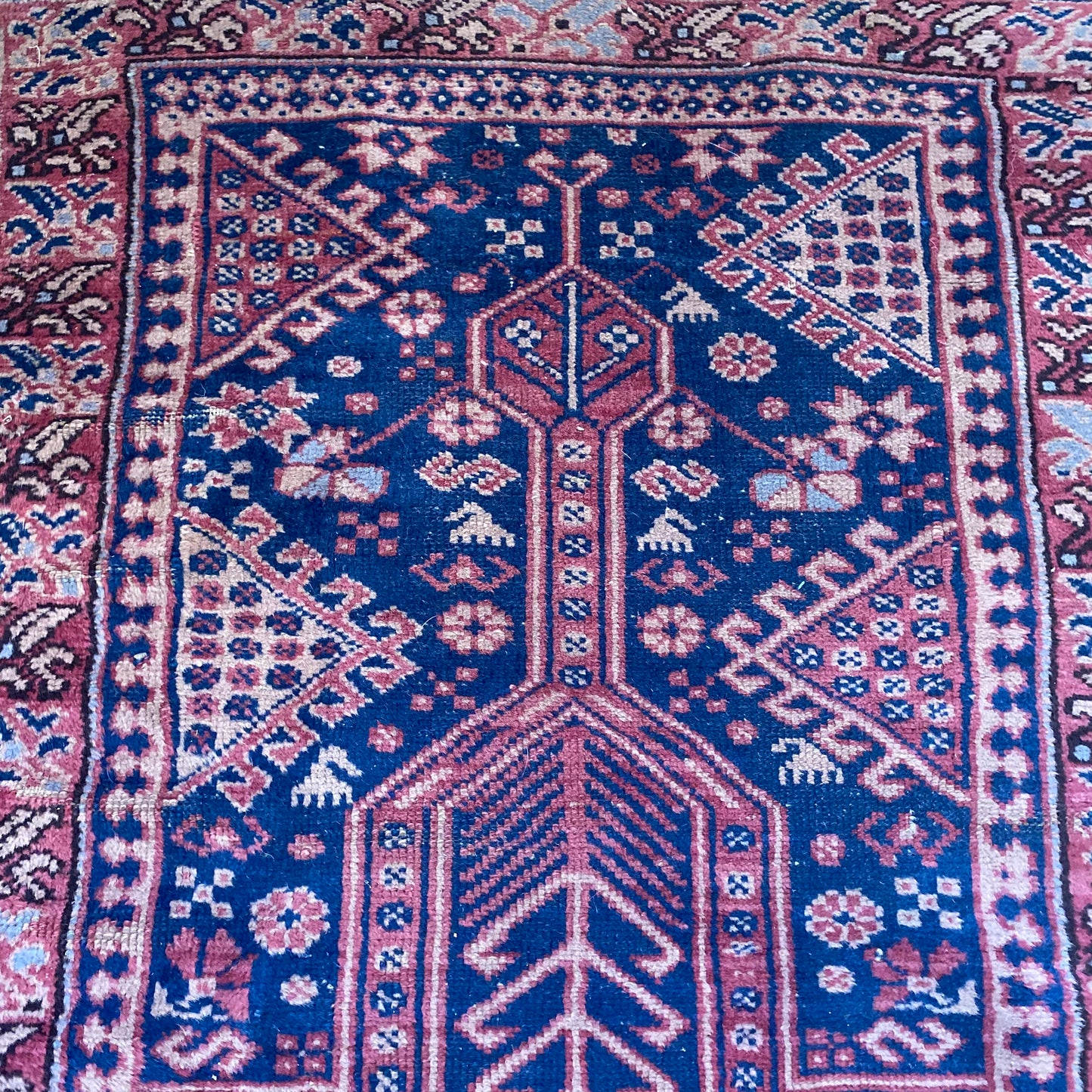 Vintage Rug, 3' x 4' 1 Blue Turkish