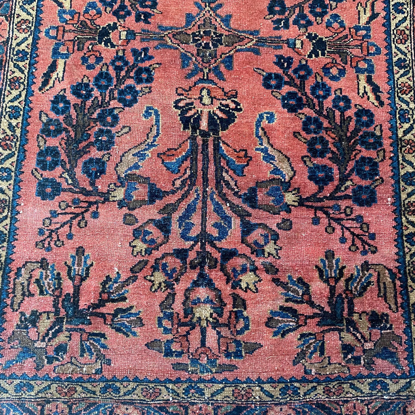 Persian Lilihan rug, 3' 6 x 4' 9 Vintage Dark Rose - Jessie's Oriental Rugs