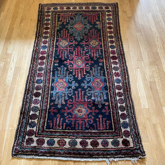 Vintage Persian Rug, 3' 3 x 6' Blue