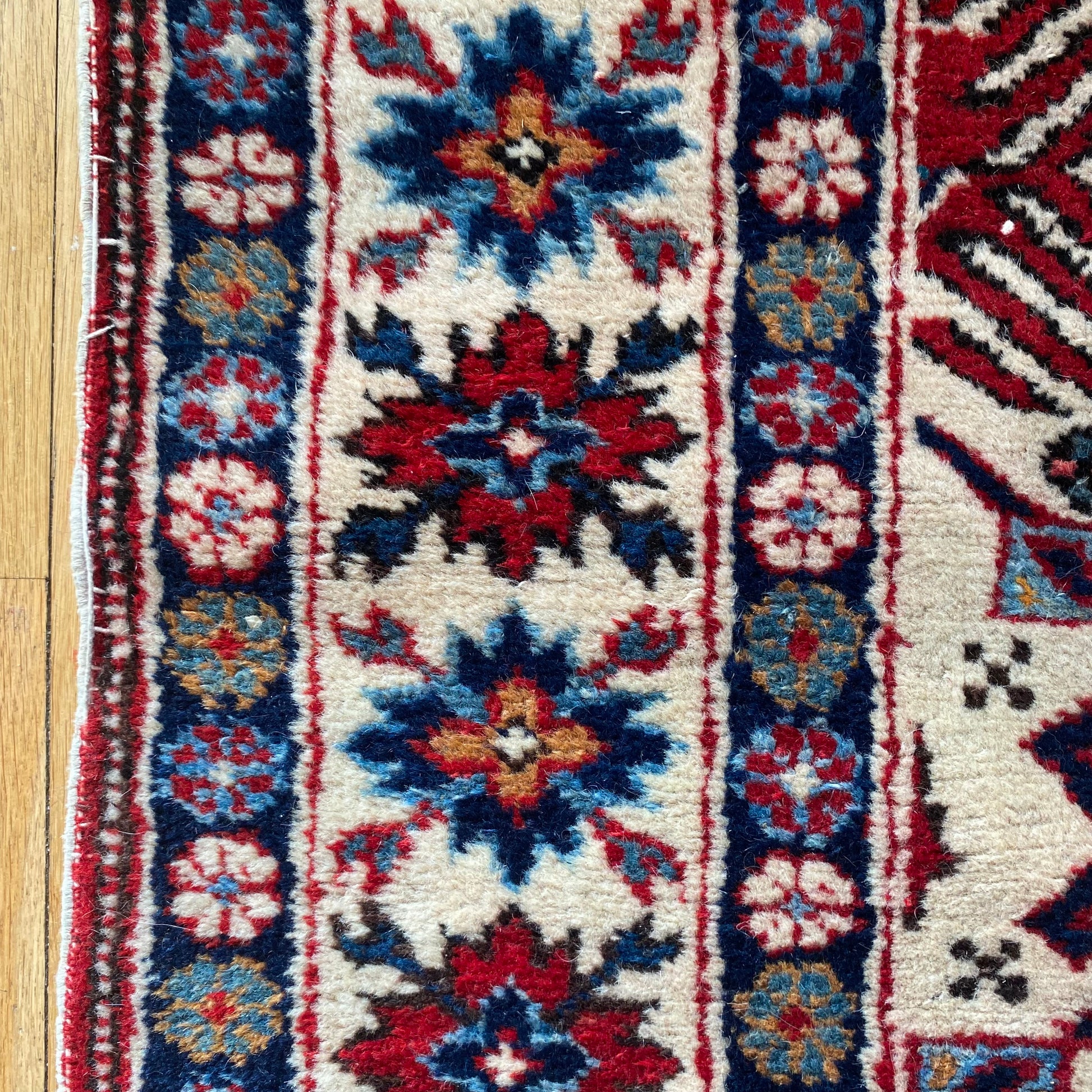 Caucasian Bidjov Rug, 3' 8 x 5' 7 Vintage White - Jessie's Oriental Rugs
