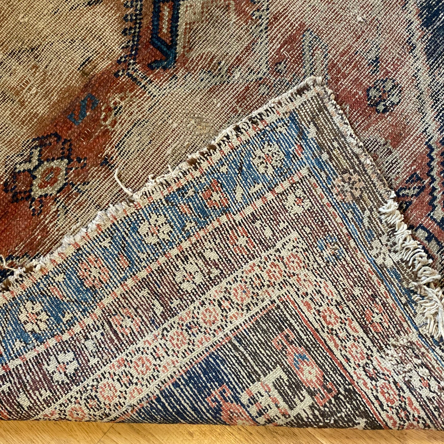 Antique Rug, 4' 1 x 4' 4 Blue